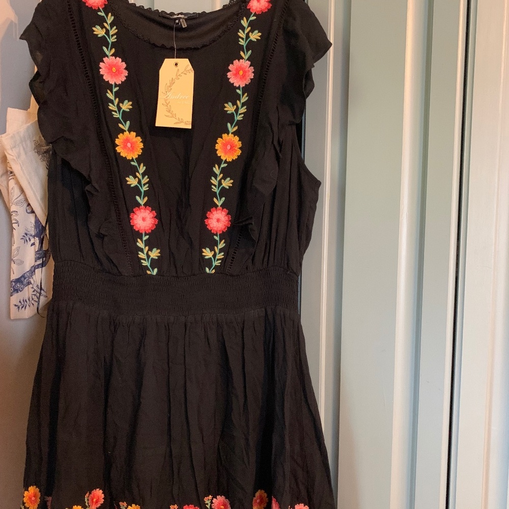 Black embroidered dress